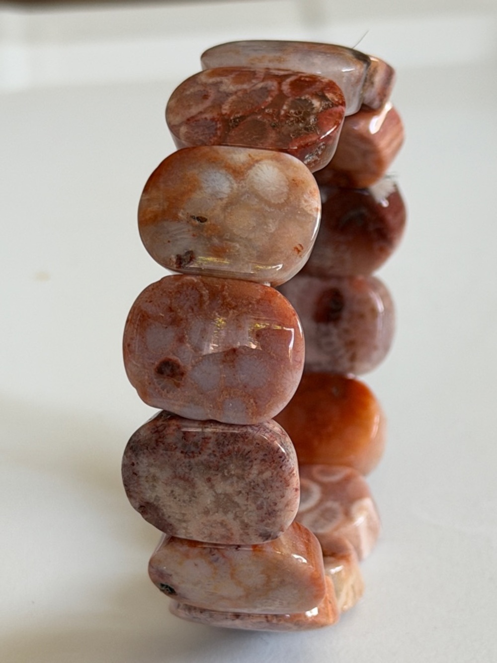 Natural Coral Jade Soft Bangle Coral Fossil Bracelet